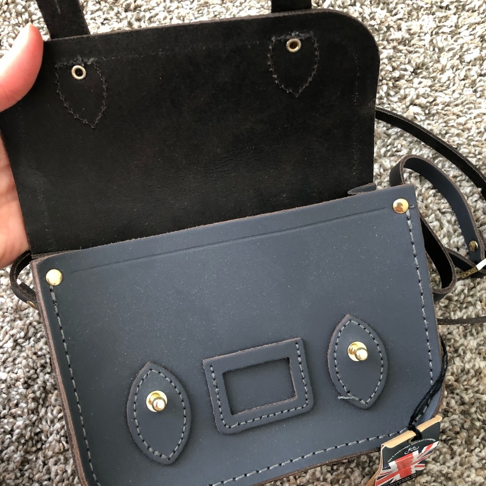 Black Leather Satchel Crossbody Bag - Picture 5 of 11